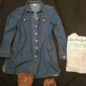 Denim button-down dress